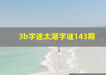 3b字迷太湖字谜143期