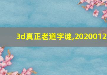 3d真正老道字谜,2020012