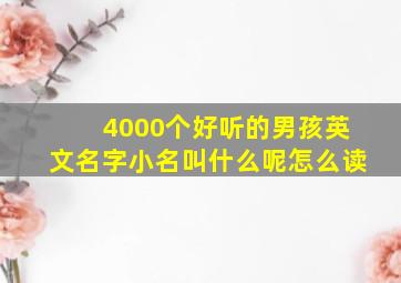 4000个好听的男孩英文名字小名叫什么呢怎么读