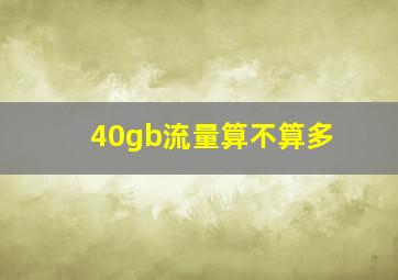 40gb流量算不算多