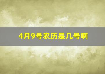 4月9号农历是几号啊