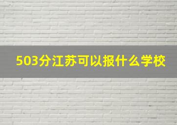 503分江苏可以报什么学校