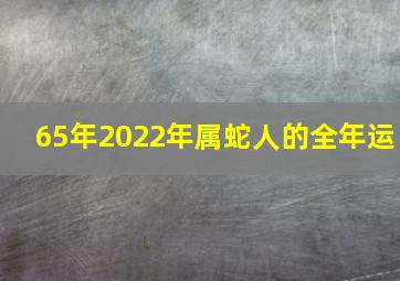 65年2022年属蛇人的全年运