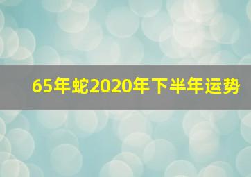 65年蛇2020年下半年运势