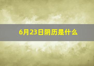 6月23日阴历是什么