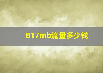 817mb流量多少钱