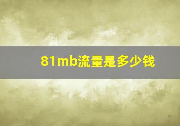 81mb流量是多少钱