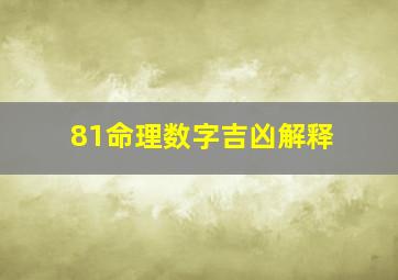 81命理数字吉凶解释