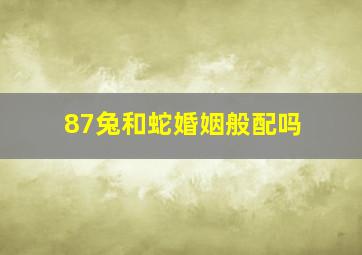 87兔和蛇婚姻般配吗