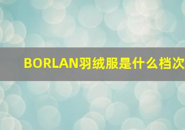 BORLAN羽绒服是什么档次