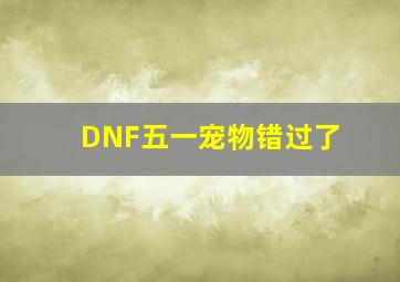 DNF五一宠物错过了