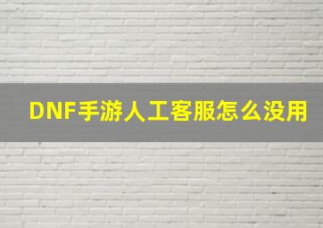 DNF手游人工客服怎么没用