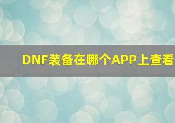 DNF装备在哪个APP上查看