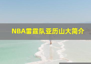 NBA雷霆队亚历山大简介