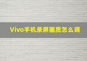 Vivo手机录屏画质怎么调