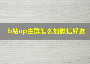 b站up主群怎么加微信好友