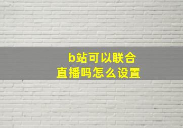 b站可以联合直播吗怎么设置