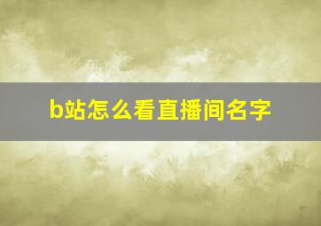 b站怎么看直播间名字