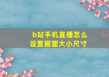 b站手机直播怎么设置画面大小尺寸