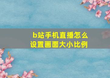 b站手机直播怎么设置画面大小比例