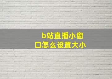 b站直播小窗口怎么设置大小