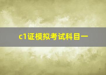 c1证模拟考试科目一