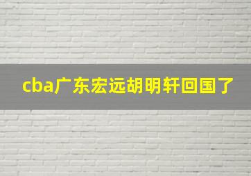 cba广东宏远胡明轩回国了