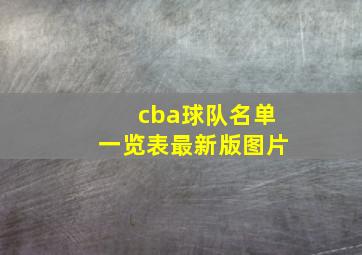 cba球队名单一览表最新版图片