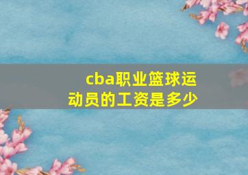 cba职业篮球运动员的工资是多少