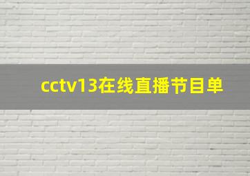 cctv13在线直播节目单