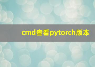 cmd查看pytorch版本