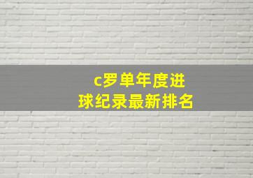 c罗单年度进球纪录最新排名