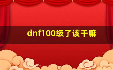 dnf100级了该干嘛