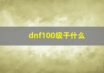 dnf100级干什么