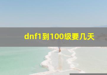 dnf1到100级要几天