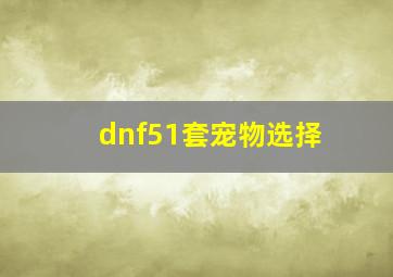 dnf51套宠物选择