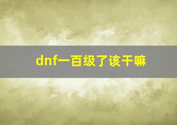 dnf一百级了该干嘛