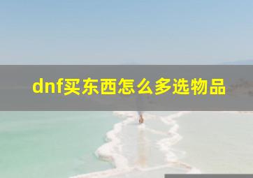 dnf买东西怎么多选物品