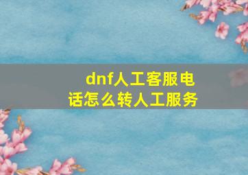 dnf人工客服电话怎么转人工服务