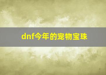 dnf今年的宠物宝珠