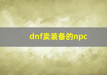 dnf卖装备的npc