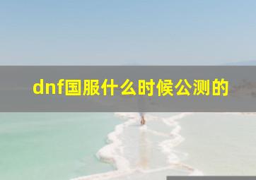 dnf国服什么时候公测的