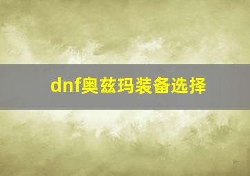 dnf奥兹玛装备选择