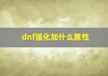 dnf强化加什么属性