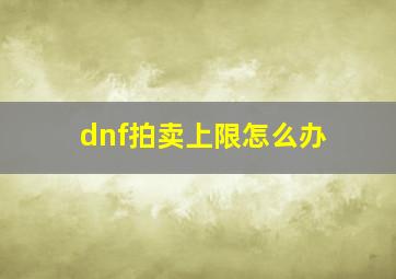 dnf拍卖上限怎么办