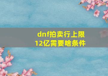 dnf拍卖行上限12亿需要啥条件