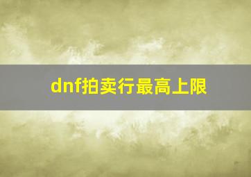 dnf拍卖行最高上限