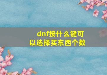 dnf按什么键可以选择买东西个数