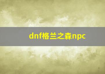 dnf格兰之森npc