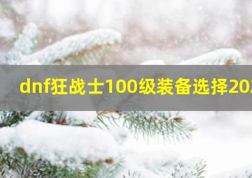 dnf狂战士100级装备选择2021